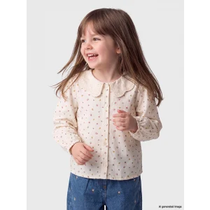 LCW baby Ekru Bebe Yaka Çiçekli Kız Bebek Gömlek
