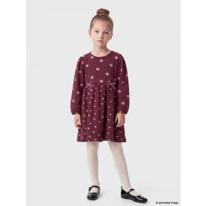 LCW Kids Pembe Bisiklet Yaka Kalp Desenli Kız Çocuk Elbise