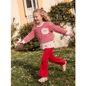 LCW Kids Kırmızı Fırfırlı Kız Çocuk Taytlı Takım