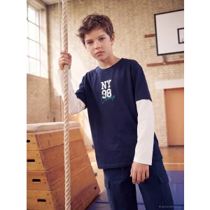 LCW Kids Lacivert Baskılı Erkek Çocuk Tişört