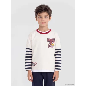 LCW Kids Bej Bisiklet Yaka Kaplan Baskılı Erkek Çocuk Tişört
