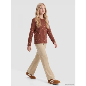 LCW Kids Bej İspanyol Paça Kız Çocuk Tayt Pantolon