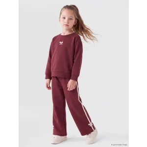 LCW Kids Bordo Şeritli Soft Touch Kız Çocuk Eşofman Altı