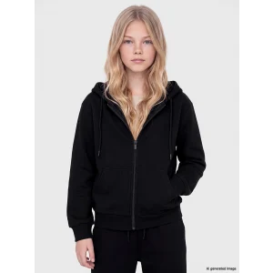LCW Kids Siyah Kapüşonlu Kız Çocuk Fermuarlı Sweatshirt