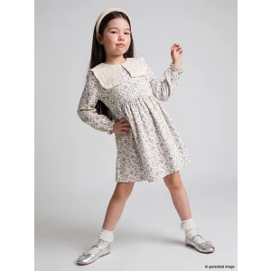 LCW Kids Lacivert Bebe Yaka Çiçekli Kız Çocuk Elbise