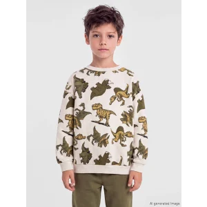 LCW Kids Beyaz Dinozor Baskılı Erkek Çocuk Takım