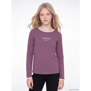 LCW Kids Mürdüm Bisiklet Yaka Yazı Baskılı Kız Çocuk Tişört