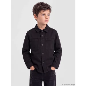 LCW Kids Siyah Gabardin Erkek Çocuk Gömlek