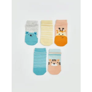 LCW baby Gri Baskılı Erkek Bebek Patik Çorap 5li