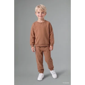 Defacto H5617A5BG704 Bej Uzun Kollu Sweatshirt Elastik Belli Eşofman Altlı 2li Takım Erkek Bebek