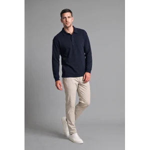 Defacto H5136AXNV64 Lacivert Relax Fit Düşük Omuzlu Polo Yaka Basic Sweatshirt