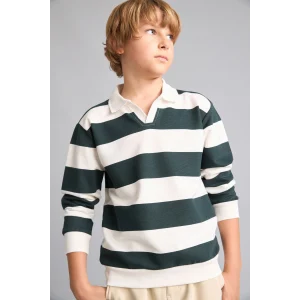 Defacto H7130A8GN536 Yeşil New Regular Fıt Apaş Yaka Yeşil Sweatshirt Erkek Çocuk