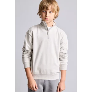 Defacto H7132A8GR294 Gri Oversize Yarım Fermuarlı Dik Yaka Sweatshirt Erkek Çocuk