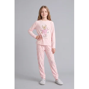 Defacto I3895A8PN645 Pembe Baskılı Uzun Kollu Üst Lastikli Paça Alt 2li Pijama Takımı Kız Çocuk