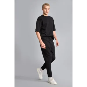 Defacto D5258AXBK81 Siyah Slim Fit Bağcıklı Fermuar Cepli Pike Jogger Eşofman Altı