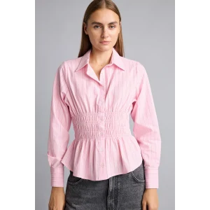Defacto H0347AXPN693 Pembe %100 Pamuk Fıtted Çizgili Poplin Uzun Kollu Gömlek