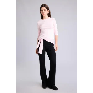 Defacto E0628AXBK81 Siyah Flare Fıt Ribana Siyah Pantolon