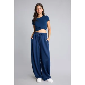 Defacto G8079AXNV248 Lacivert Beli Bağcıklı Geniş Paça Balloon Fit Pantolon