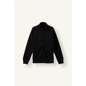 Defacto E1367AXBK81 Siyah Boxy Fit Dik Yaka Baskılı İçi Yumuşak Tüylü Cepli Fermuarlı Sweatshirt Hırka