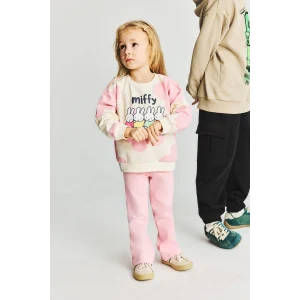 Defacto I2162A5ER233 Ekru %100 Pamuk Miffy Baskılı Sweatshirt Üst İspanyol Paça Pantolon Alt 2li Takım Kız Bebek