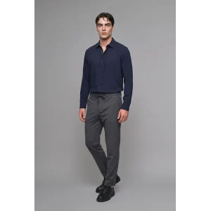 Defacto H5254AXNV253 Lacivert Regular Fit Polo Yaka Modal Uzun Kollu Gömlek