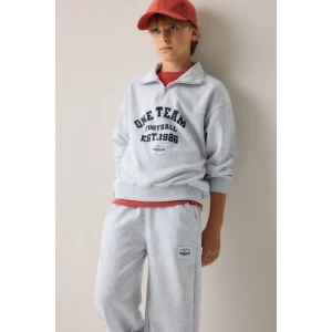 Defacto H9892A8GR400 Gri Regular Fıt Uzun Kollu Dik Yaka Pamuklu Baskılı Sweatshirt Erkek Çocuk