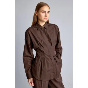 Defacto G8610AXBN338 Kahve %100 Pamuk Fıtted Poplin Gömlek
