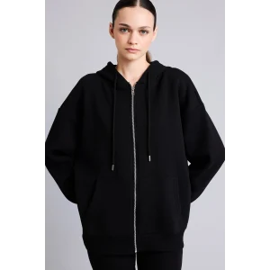 Defacto I2413AXBK81 Siyah Oversıze Kapüşonlu Kalın Sweatshirt Kumaşı Hırka