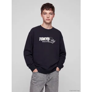 LCW Kids Lacivert Tokyo Baskılı Erkek Çocuk Sweatshirt