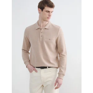 LCWAIKIKI Classic Bej Polo Yaka Erkek Sweatshirt