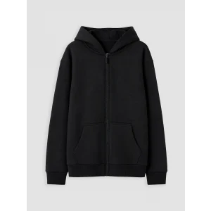 LCW Kids Siyah Kapüşonlu Kalın Kız Çocuk Fermuarlı Sweatshirt