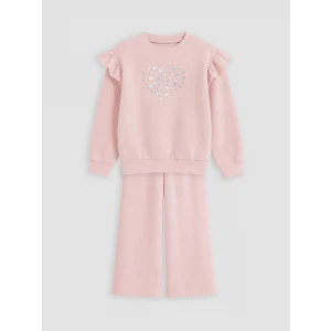LCW Kids Pembe Bisiklet Yaka Nakışlı Kız Çocuk Takım