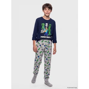 LCW Kids Lacivert Minecraft Lisanslı Erkek Çocuk Pijama Takımı