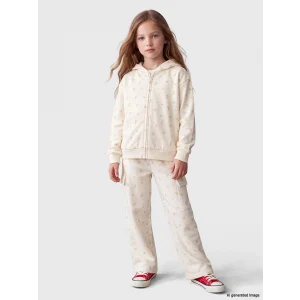 LCW Kids Ekru Çiçekli Kargo Cepli Kız Çocuk Eşofman Altı