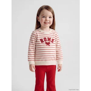 LCW baby Ekru Çizgili Kız Bebek Takım