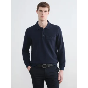 LCWAIKIKI Classic Lacivert Polo Yaka Erkek Sweatshirt