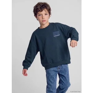 LCW Kids Lacivert Baskılı Erkek Çocuk Kalın Sweatshirt