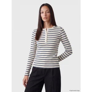LCW EVERYDAY Lacivert Bisiklet Yaka Çizgili Kadın Body