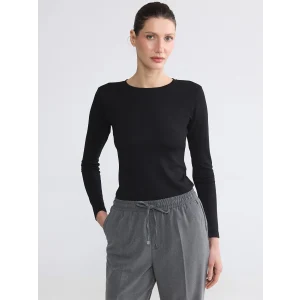 LCW EVERYDAY Siyah Bisiklet Yaka Soft Touch Kadın Tişört