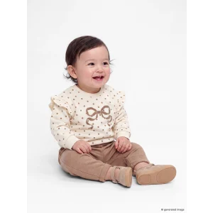 LCW baby Ekru Fiyonk Baskılı Kız Bebek Takım