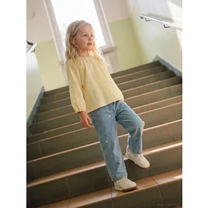 LCW Kids İndigo Straight Fit Nakışlı Kız Çocuk Jean Pantolon