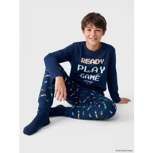 LCW Kids Lacivert Bisiklet Yaka Erkek Çocuk Pijama Takım