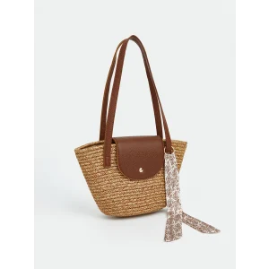 LCW ACCESSORIES Kahverengi Kadın Hasır Omuz Çantası