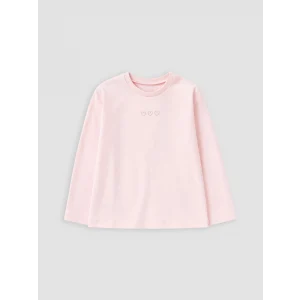 LCW Kids Pembe Bisiklet Yaka Nakışlı Kız Çocuk Tişört