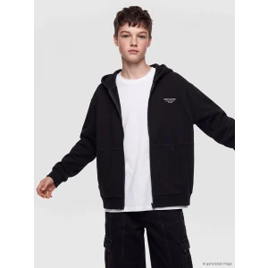 LCW Kids Siyah Kalın Erkek Çocuk Fermuarlı Sweatshirt