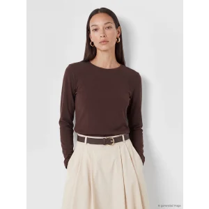 LCW EVERYDAY Kahverengi Bisiklet Yaka Soft Touch Kadın Tişört
