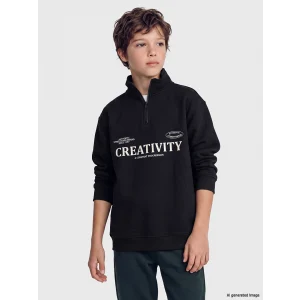 LCW Kids Siyah Dik Yaka Baskılı Erkek Çocuk Kalın Sweatshirt