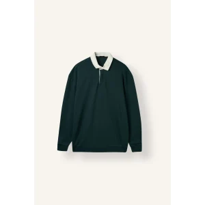 Defacto E6523AXGN1051 Yeşil Boxy Fıt Polo Yaka Sweatshirt