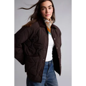 Defacto H2881AXBN530 Kahve Oversıze Su İtici Kadife Yaka Cepli Kapitoneli Ceket Mont