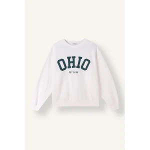 Defacto I7510AXWT32 Beyaz Oversize Bisiklet Yaka Baskılı Sweatshirt